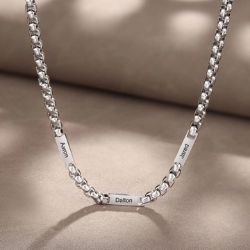 Personalized Dad Necklace With Kids Names,Custom Mens Silver Name Necklace,Daddy Engraved Necklace, Father's Day Gifts for Him, Husband Gift
