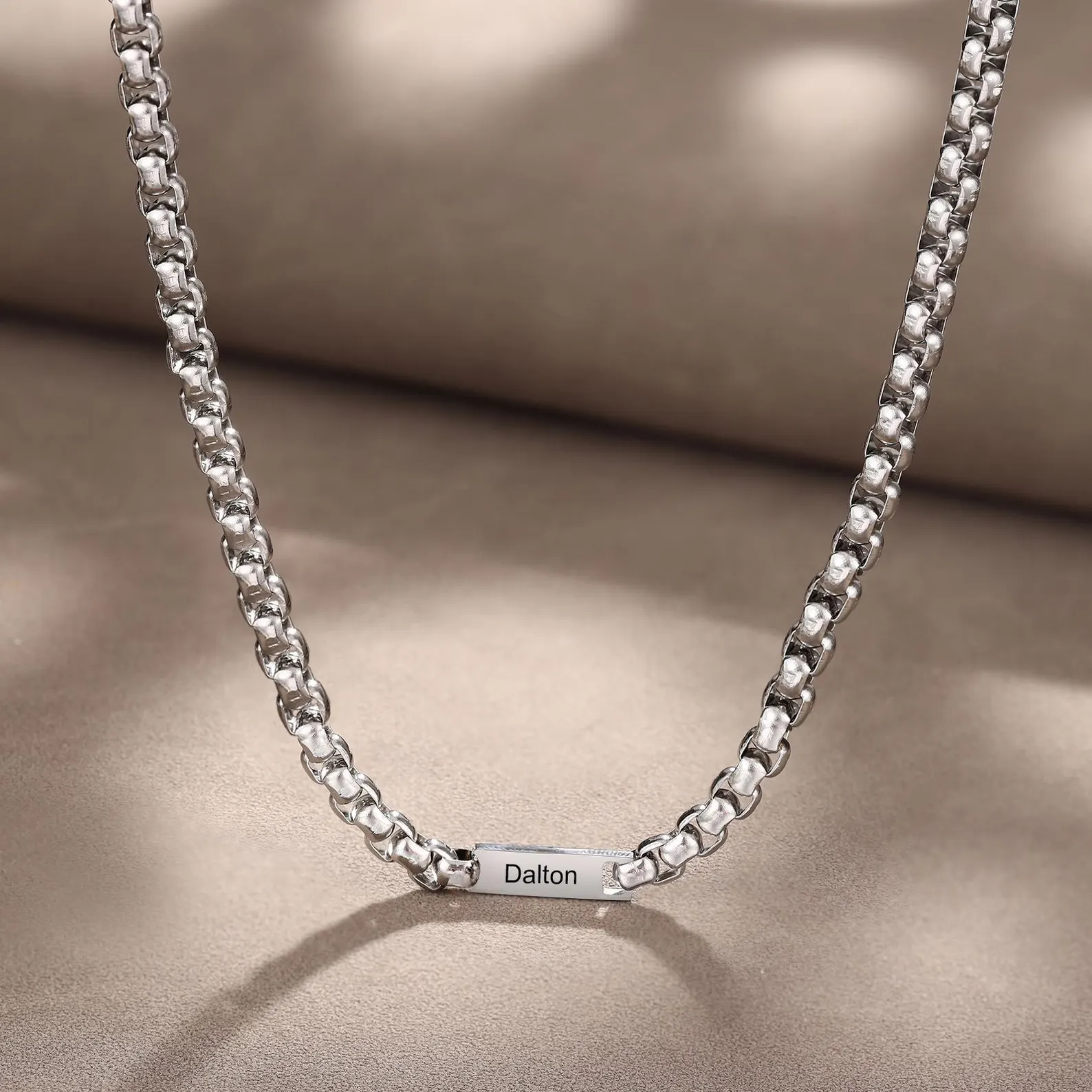 Personalized Dad Necklace With Kids Names,Custom Mens Silver Name Necklace,Daddy Engraved Necklace, Father's Day Gifts for Him, Husband Gift