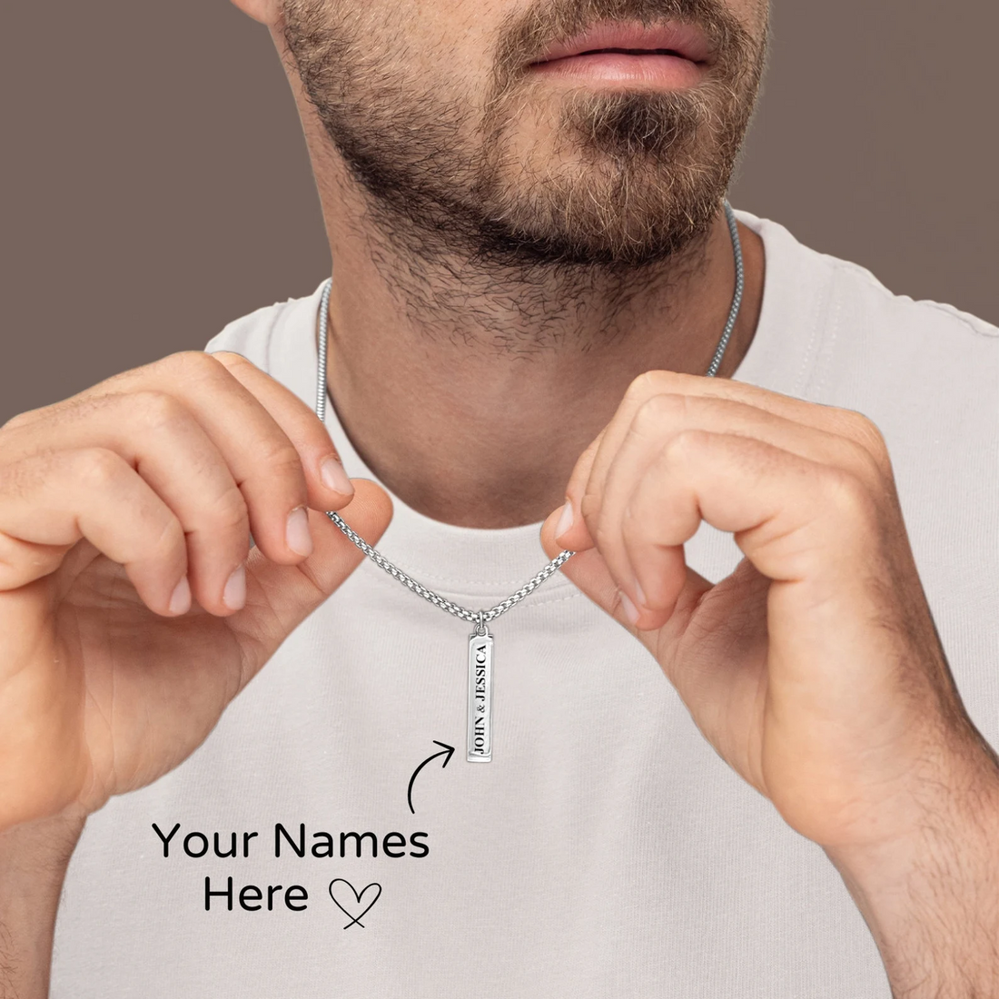 Personalized Men's Bar Necklace, Engraved Bar Pendant For Men, Custom Men's Jewelry, Name Necklace, Gift For Boyfriend Husband Fathers Day